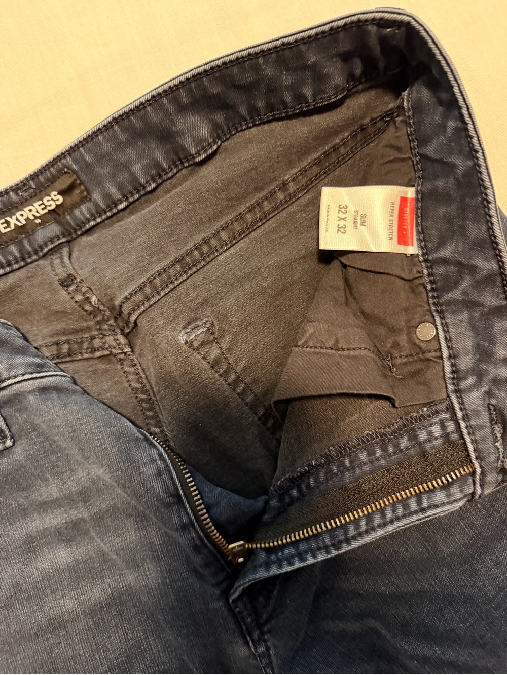 Express Men's Blue Dark Wash Stretch Jeans